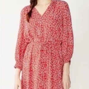 Draper James Red and White Bishop Sleeve Sundress